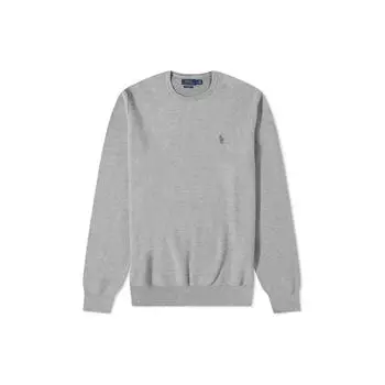 Polo Ralph Lauren FW22 сплошной вышитый логотип длинный рукав свитер мужской свитер серый 710680593010 M