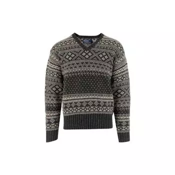 Polo Ralph Lauren FW22 Узор логотипа Длинный рукав Вязаный свитер Мужской свитер Черный 710879119-001 L