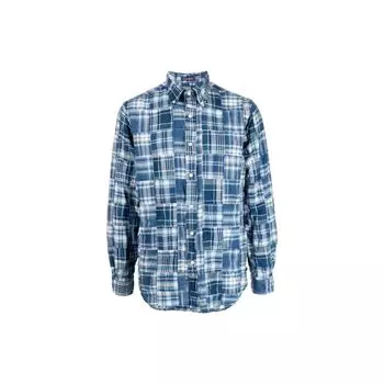 Polo Ralph Lauren FW22 Узорчатый набивной воротник поло рубашка на пуговицах с длинным рукавом мужские рубашки синий 710869417-001 L