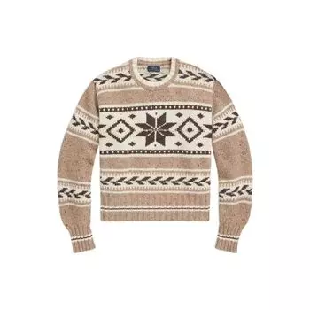 Polo Ralph Lauren FW22 Узорчатый жаккардовый свитер с круглым вырезом Женский свитер Светло-коричневый WMPOSWENC020553-999 XS