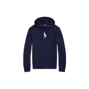 Polo Ralph Lauren FW22 Вышитый логотип с капюшоном и длинными рукавами Трикотажный свитер унисекс, темно-синий WMPOSWENC020541-410 XL