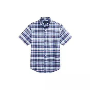 Polo Ralph Lauren FW22 Вышитый логотип в клетку Рубашка на пуговицах с коротким рукавом Мужские рубашки Синий MNPOWOV1N820553-999 XS