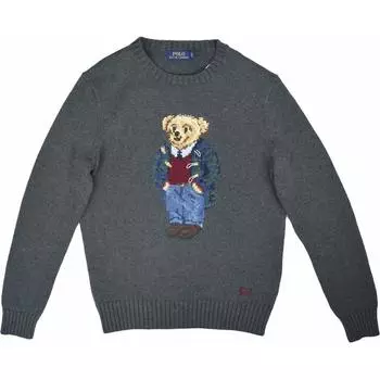 Polo Ralph Lauren FW23 Bear Pattern Crew Neck Long Sleeve Knit Sweeper Men sweater Dark-Serye MNPOSWE16810388-D86 2XL