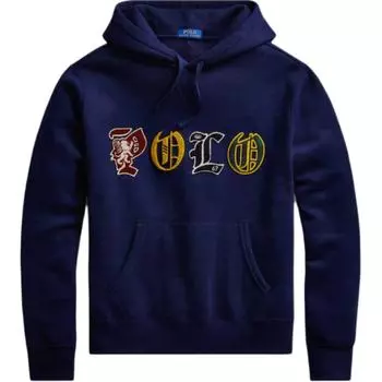 Polo Ralph Lauren FW23 Флисовый свитшот с капюшоном и длинным рукавом с нашивкой для мужчин, свитшот, темно-синий 710763795-001 S