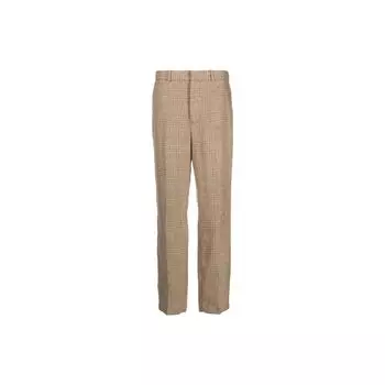Polo Ralph Lauren FW23 Клетчатые брюки с высокой посадкой прямого кроя повседневные женские низ Светло-коричневый 211910407-001 XS