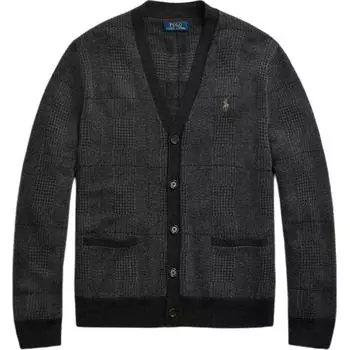 Polo Ralph Lauren FW23 Клетчатый свитер с вышивкой логотипа Pony и длинными рукавами Мужской свитер Темно-серый MNPOSWE16820525-010 XL