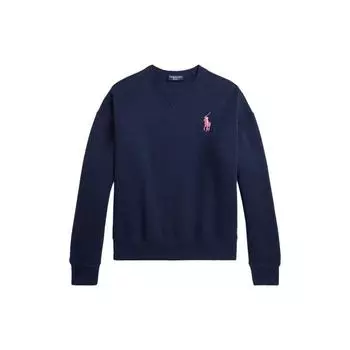 Polo Ralph Lauren FW23 Логотип Вышитый Круглый вырез Свободный Стандартный Длинный рукав Толстовка Женская толстовка Темно-синий WMPOKNINFB20588-410 XL