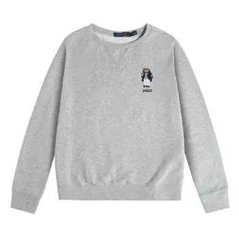 Polo Ralph Lauren FW23 Медведь Логотип Вышитый Круглый Вырез Флис Длинный Рукав Толстовка Мужская Толстовка Серый MNPOKNI16820496-020 S
