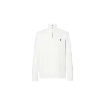 Polo Ralph Lauren FW23 однотонная мужская толстовка с длинным рукавом и логотипом Small Pony на молнии, кремово-белая 710635035-027 M