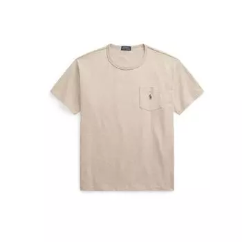 Polo Ralph Lauren FW23 однотонная повседневная футболка с круглым вырезом и коротким рукавом для мужчин, топы цвета хаки MNPOTSH1N821887-270 XXL