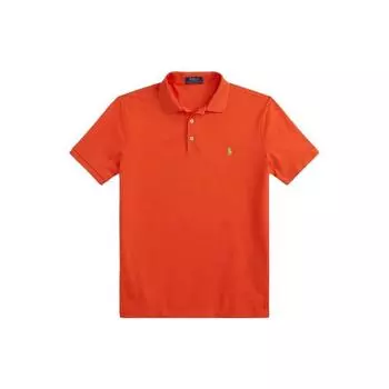 Polo Ralph Lauren FW23 Однотонная рубашка поло с коротким рукавом на пуговицах, топы унисекс, оранжевый MNPOKNI1N822418-801 S