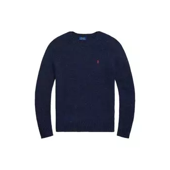 Polo Ralph Lauren FW23 Однотонный джемпер с круглым вырезом и длинными рукавами, мужской свитер темно-синего цвета MNPOSWE16821643-410 XS