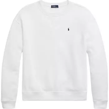 Polo Ralph Lauren FW23 однотонный маленький пони вышитый повседневный свободный круглый вырез длинный рукав толстовка женская толстовка белый 211841662-001 M