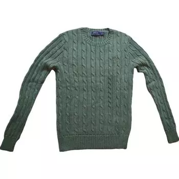 Polo Ralph Lauren FW23 Однотонный женский свитер с вышитым маленьким пони и круглым вырезом, длинный рукав, темно-зеленый 211570012-080 XS