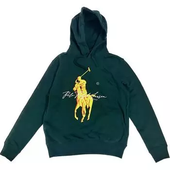 Polo Ralph Lauren FW23 Письменный логотип с капюшоном, толстовка с длинным рукавом, мужская толстовка темно-зеленого цвета 710871367-009 M