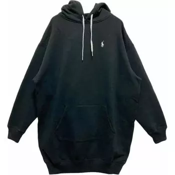 Polo Ralph Lauren FW23 Платье-худи из флиса с вышивкой логотипа Pony с длинным рукавом для женщин черное 211888342-001 S