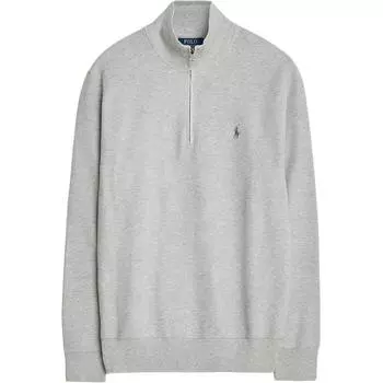Polo Ralph Lauren FW23 Пони Вышитый Молния Воротник Длинный Рукав Трикотажный Мужской свитер Светло-Серый 710920648-001 M