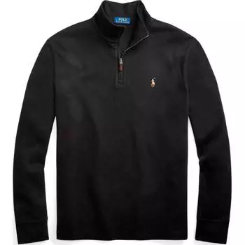 Polo Ralph Lauren FW23 Pony Logo Вышитый полумолния трикотажный свитшот с длинным рукавом Мужской свитшот Черный Серый MNPOKNI16820138-001 L