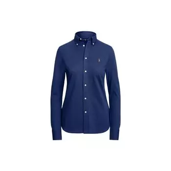 Polo Ralph Lauren FW23 Solid Logo Polo Shirt Women Shirts Navy-Blue 211728165-007