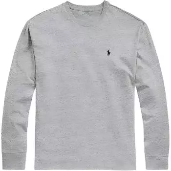 Polo Ralph Lauren FW23 Solid Logo Pony вышитый круглый вырез повседневная футболка с длинным рукавом мужские топы серый 710938691-001 S