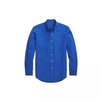 Polo Ralph Lauren FW23 Solid Logo Вышитый свободный длинный рукав рубашка мужские рубашки синий MNPOWOV16823182-400 XXL