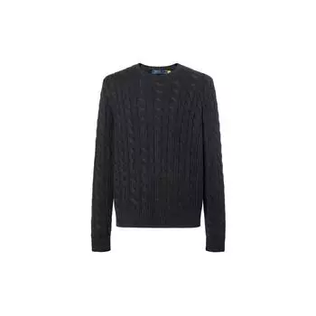 Polo Ralph Lauren FW23 сплошной логотип вышитый косичка вязаный круглый вырез длинный рукав свитер мужской свитер серый 710918998-019 XL