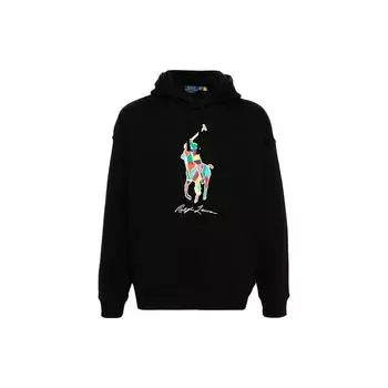 Polo Ralph Lauren FW23 свитшот с капюшоном и длинным рукавом, с принтом логотипа, мужская толстовка, черная 710926613-002 M