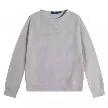 Polo Ralph Lauren FW23 Толстовка с круглым вырезом из флиса с вышивкой логотипа маленькой пони, с длинными рукавами, мужская толстовка, коричневая 710790783-011 XS