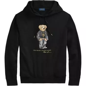 Polo Ralph Lauren FW24 25 Весна Лето Новый год Издание Медведь Узор Капюшон Длинные рукава Флисовая толстовка Мужская толстовка Черный MNPOKNI16821811 XS