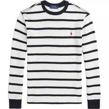 Polo Ralph Lauren FW24 Круглый вырез Полосатый длинный рукав Толстовка Детская толстовка Белый 323920630-008 L