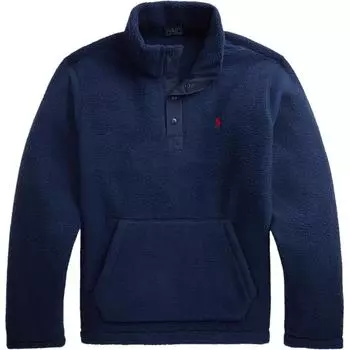 Polo Ralph Lauren FW24 Маленький логотип пони вышитый флисовый свитер с высоким воротом полувысокий ворот мужской свитшот темно-синий MNPOKNI16821204-410 XS