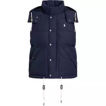 Polo Ralph Lauren FW24 однобортный однотонный жилет с вышитым логотипом, женский жилет темно-синего цвета WMPOOTWNN220095-410 M