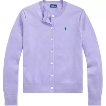 Polo Ralph Lauren FW24 однобортный свободный свитер с вышитым логотипом и длинными рукавами, женский свитер лавандового цвета WMPOSWENDW20305-530 XS