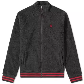 Polo Ralph Lauren FW24 однотонная полосатая кромка с вышитым маленьким пони молнией с длинным рукавом куртка мужская черная MNPOKNI16820006-001 S