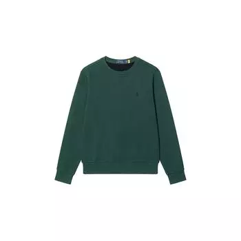 Polo Ralph Lauren Fw24 однотонный свитшот с вышитым маленьким пони, круглым вырезом и длинными рукавами, мужской свитшот, зеленый 710634932-010 S