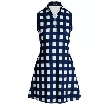 Polo Ralph Lauren FW24 Платье А-силуэта без рукавов с клетчатым узором и воротником-стойкой Женские платья Синий WMXGDRSN8E20033-999 M