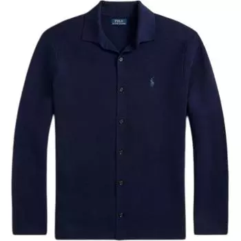 Polo Ralph Lauren FW24 Пуловер мужской вязаный из шерсти на пуговицах Модный свитер Синий MNPOSWE16822024-400 M