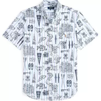 Polo Ralph Lauren FW24 Рубашка поло с принтом логотипа и полным принтом для мужчин белая MNPOWOV1N820830 L