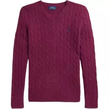 Polo Ralph Lauren Fw24 Slim Fit Cable Knit Cw Neck Однотонный мужской свитер сливового цвета 211581065023-500 XS