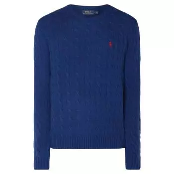 Polo Ralph Lauren FW24 Свитер мужской из шерсти кабельной вязки с вышивкой логотипа Pony, с круглым вырезом, темно-синий MNPOSWE16820171-401 XS