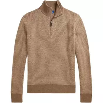 Polo Ralph Lauren FW24 Свитер с вышивкой логотипа, прямым кроем, высоким воротом и длинными рукавами, мужской свитер, верблюжий, MNPOSWE16821935-260 S