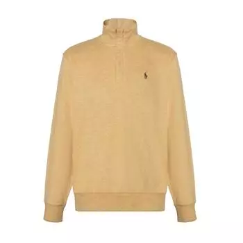 Polo Ralph Lauren FW24 Свитшот с длинным рукавом, на молнии до середины, с вышивкой логотипа и принтом, однотонный, мужской, коричневый 710890534-029 XS