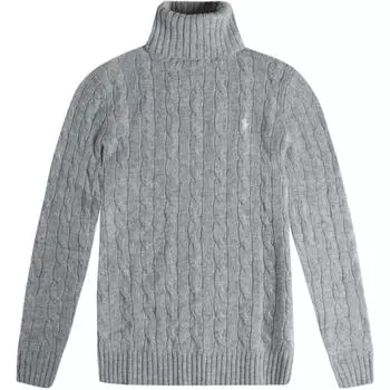 Polo Ralph Lauren FW24 Вышитый свитер-поло с высоким воротом Женский свитер Светло-серый 211690308-005 XS