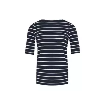 Polo Ralph Lauren хлопковая эластичная полосатая облегающая футболка с коротким рукавом женская, топы темно-синего цвета 200701085-002 S