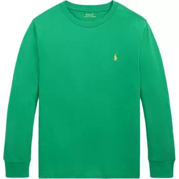 Polo Ralph Lauren Хлопковая футболка с длинным рукавом с логотипом маленькой пони Детские топы Зеленый 323854677-080 L
