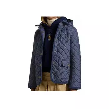 Polo Ralph Lauren Хлопковая куртка Однотонная стеганая хлопковая куртка с капюшоном и длинными рукавами Детские куртки Темно-синего цвета CWPOOTWG6020094-410 M