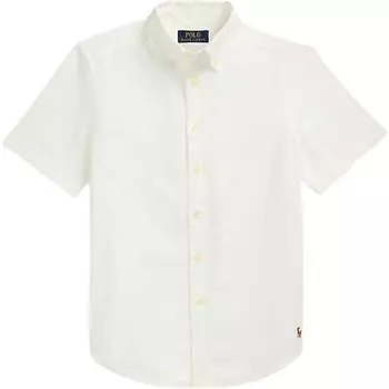 Polo Ralph Lauren Хлопковая Оксфордская Рубашка с Коротким Рукавом для Униформы Детские рубашки Белая 323934998-001 XL