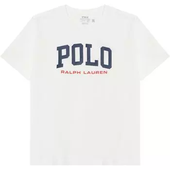 Polo Ralph Lauren Kids Logo Print Crew Neck Прямой покрой с короткими рукавами Футболка для детей Топы белого цвета CWPOTSHY8020990100 XL