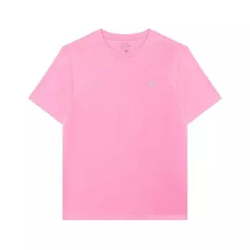 Polo Ralph Lauren Kids Однотонный пуловер с круглым вырезом и короткими рукавами Детские топы Насыщенно-розовый 323832904-192 XL