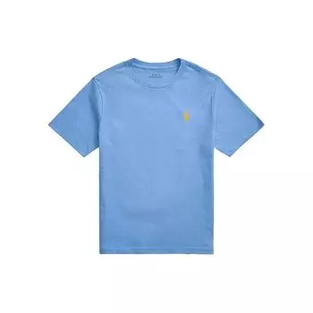 Polo Ralph Lauren Kids SS22 Solid Logo Вышитый круглый вырез с коротким рукавом Футболка Детские топы Синий 323832904-112 L